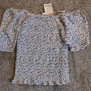 Sienna Sky Blue Floral Smocked Top